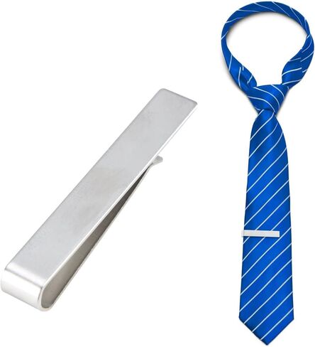 مشبك شريط ربط فضي مقاس 1.9 بوصة للرجال، شريط ربطة عنق رائع لبدلة العمل ذات سطح أملس، دبوس مشبك ربطة عنق من الساتان هدية للأب الزوج والأخ لمناسبة العمل المهمة والذكرى السنوية للزفاف in Kuwait