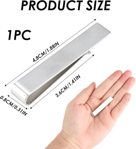 مشبك شريط ربط فضي مقاس 1.9 بوصة للرجال، شريط ربطة عنق رائع لبدلة العمل ذات سطح أملس، دبوس مشبك ربطة عنق من الساتان هدية للأب الزوج والأخ لمناسبة العمل المهمة والذكرى السنوية للزفاف in Kuwait