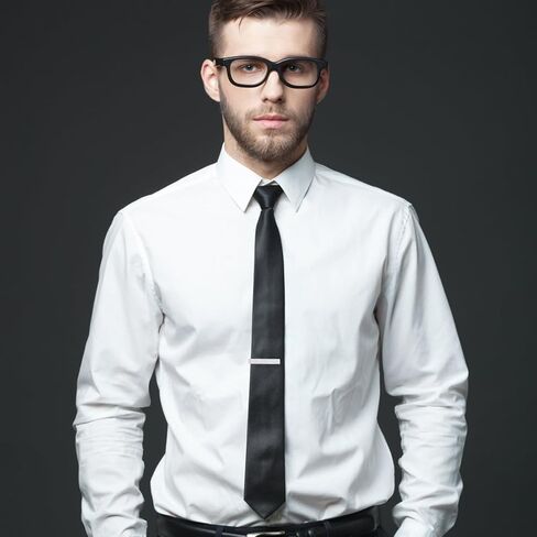 مشبك شريط ربط فضي مقاس 1.9 بوصة للرجال، شريط ربطة عنق رائع لبدلة العمل ذات سطح أملس، دبوس مشبك ربطة عنق من الساتان هدية للأب الزوج والأخ لمناسبة العمل المهمة والذكرى السنوية للزفاف in Kuwait