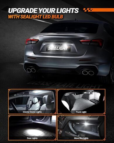 SEALIGHT 194 T10 LED Light Bulb 6000K White, 1000% Brightness W5W 168 2825 Car Interior Light Bulb Replacement for License Plate Light, Dome Light, Map Light, Courtesy Light, Pack of 2 in Saudi Arabia