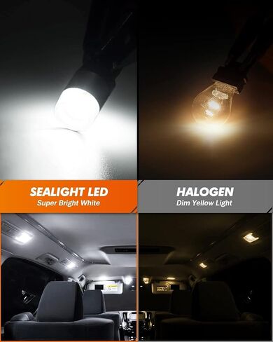 SEALIGHT 194 T10 LED Light Bulb 6000K White, 1000% Brightness W5W 168 2825 Car Interior Light Bulb Replacement for License Plate Light, Dome Light, Map Light, Courtesy Light, Pack of 2 in Saudi Arabia