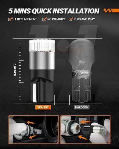 SEALIGHT 194 T10 LED Light Bulb 6000K White, 1000% Brightness W5W 168 2825 Car Interior Light Bulb Replacement for License Plate Light, Dome Light, Map Light, Courtesy Light, Pack of 2 in Saudi Arabia