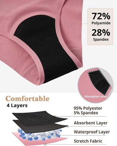 Women’s Period Underwear Lace Seamless Leak Proof Hipster Bikini Menstrual Panties 3 Pack in Saudi Arabia