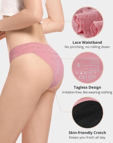 Women’s Period Underwear Lace Seamless Leak Proof Hipster Bikini Menstrual Panties 3 Pack in Saudi Arabia