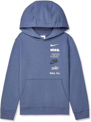 Nike Boy's NSW Basketball M Logo Pullover Hoodie (Little Kids/Big Kids) Diffused Blue SM (8 Big Kid) in Saudi Arabia
