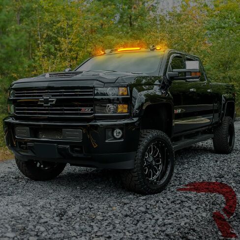 RECON - يناسب Sierra & Silverado 15-19 (جسم الجيل الثالث) عالي التحمل (مجموعة من 3 قطع) عدسة إضاءة سقف الكابينة المدخنة مع مصابيح LED كهرمانية - (تستبدل مصابيح OEM) in Kuwait