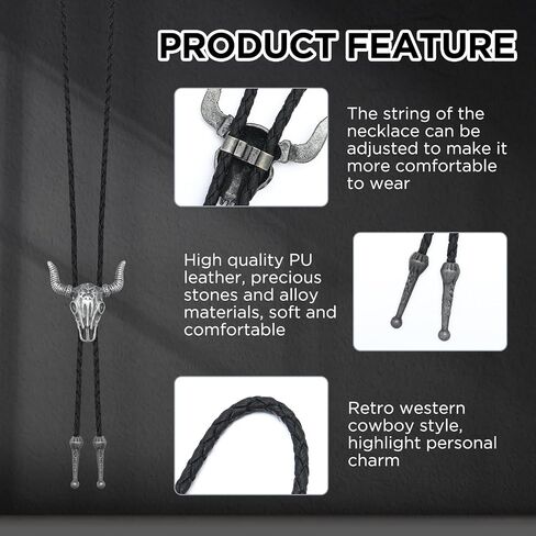 Leather Cowboy Necktie, 37.5 Inches Adjustable Western Bolo Tie Necklace for Men, Women (Gold) in Saudi Arabia