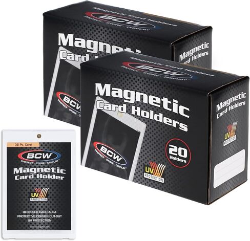 BCW 35 PT Magnetic Card Holder - 40 Pack | 2-Piece Design with Gold Magnet for Trading Cards | Durable Protective Card Case with Recessed Arrowhead Corners | Magnetic Card Holders for Trading Cards in Saudi Arabia