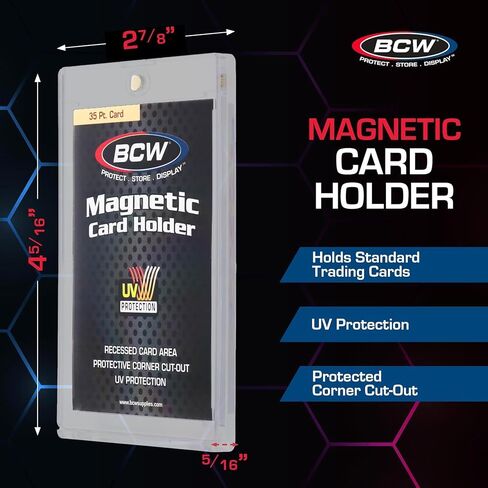 BCW 35 PT Magnetic Card Holder - 40 Pack | 2-Piece Design with Gold Magnet for Trading Cards | Durable Protective Card Case with Recessed Arrowhead Corners | Magnetic Card Holders for Trading Cards in Saudi Arabia