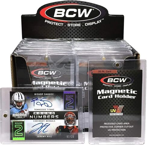 BCW 35 PT Magnetic Card Holder - 40 Pack | 2-Piece Design with Gold Magnet for Trading Cards | Durable Protective Card Case with Recessed Arrowhead Corners | Magnetic Card Holders for Trading Cards in Saudi Arabia