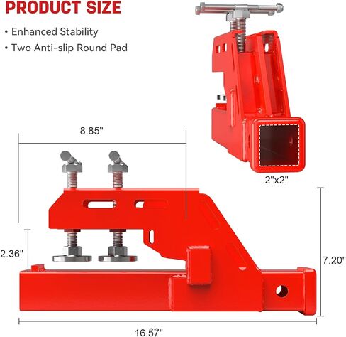 2024 مشبك جديد مطور على جهاز استقبال وصلة الجر مع وسادة مستديرة مزدوجة غير قابلة للانزلاق، مشبك على وصلة المقطورة 2 بوصة محول استقبال مثبت على الكرة، مرفق وصلة وصلة مقطورة دلو أحمر in Kuwait
