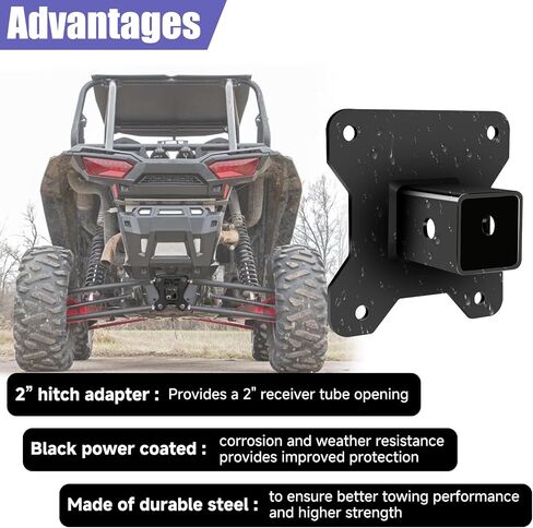 2 inch Hitch Receiver Heavy Duty Steel UTV Trailer Hitch Adapter Kit for 2014-2024 Polaris RZR XP1000 XP 4 1000 UTV ATV Accessories Parts Bolt-On Bumper Tow Hitch Extender with 5/8 Hitch Pin in Saudi Arabia