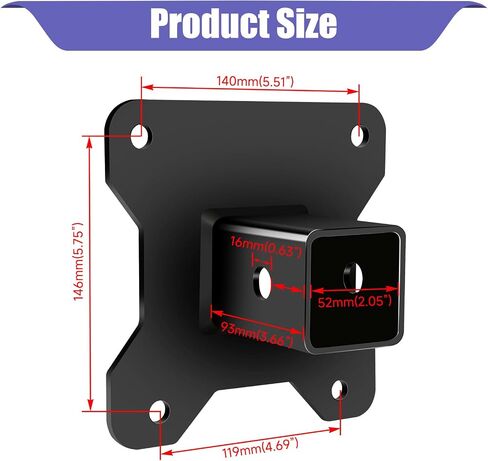 2 inch Hitch Receiver Heavy Duty Steel UTV Trailer Hitch Adapter Kit for 2014-2024 Polaris RZR XP1000 XP 4 1000 UTV ATV Accessories Parts Bolt-On Bumper Tow Hitch Extender with 5/8 Hitch Pin in Saudi Arabia