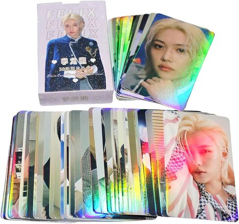 FELIX Photocards Stray Kids Felix Photocards 50Pcs Stray Kids Felix ATE Album Photocards Felix Laser Lomo Cards Felix Merch Holo Effect Cards in Saudi Arabia