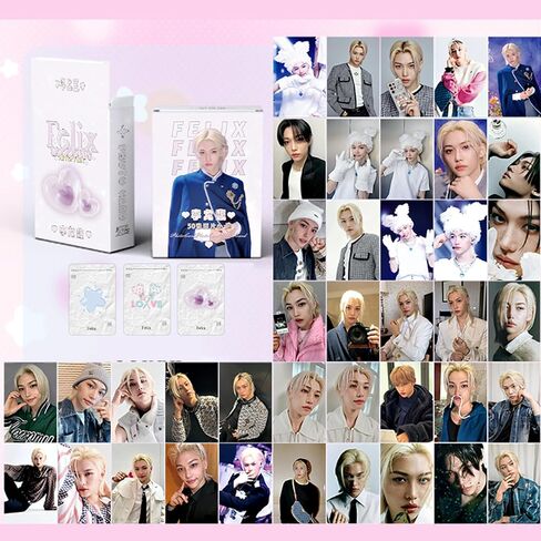 FELIX Photocards Stray Kids Felix Photocards 50Pcs Stray Kids Felix ATE Album Photocards Felix Laser Lomo Cards Felix Merch Holo Effect Cards in Saudi Arabia