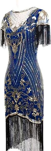 867 - Plus Size 1920s Vintage Fringed Sleeves Gatsby Sequin Tassels Hem Flapper Party Prom Cocktail Concert Dress in Saudi Arabia