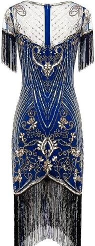867 - Plus Size 1920s Vintage Fringed Sleeves Gatsby Sequin Tassels Hem Flapper Party Prom Cocktail Concert Dress in Saudi Arabia