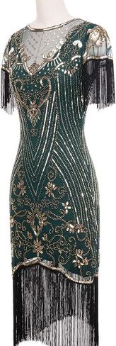 867 - Plus Size 1920s Vintage Fringed Sleeves Gatsby Sequin Tassels Hem Flapper Party Prom Cocktail Concert Dress in Kuwait