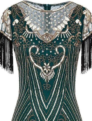 867 - Plus Size 1920s Vintage Fringed Sleeves Gatsby Sequin Tassels Hem Flapper Party Prom Cocktail Concert Dress in Kuwait