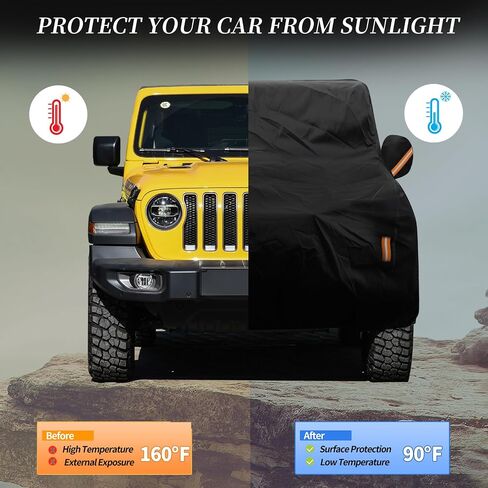 Heavy Duty Car Cover for Jeep 2 Door Custom Fit Wrangler JK JL CJ YJ TJ Sahara 1987-2024, 6 Layers Waterproof All Weather Full Exterior Cover Outdoor Protection with Door Zipper & Inner Cotton in Saudi Arabia