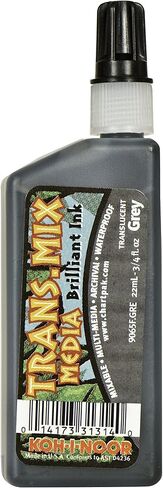 Koh-I-Noor Translucent Mix Media Pigment-Based Drawing Ink, 0.75 Oz. Bottle, Grey (9065F.GRE) in Saudi Arabia