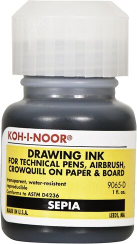 Koh-I-Noor Translucent Mix Media Pigment-Based Drawing Ink, 0.75 Oz. Bottle, Grey (9065F.GRE) in Saudi Arabia