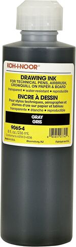 Koh-I-Noor Translucent Mix Media Pigment-Based Drawing Ink, 0.75 Oz. Bottle, Grey (9065F.GRE) in Saudi Arabia