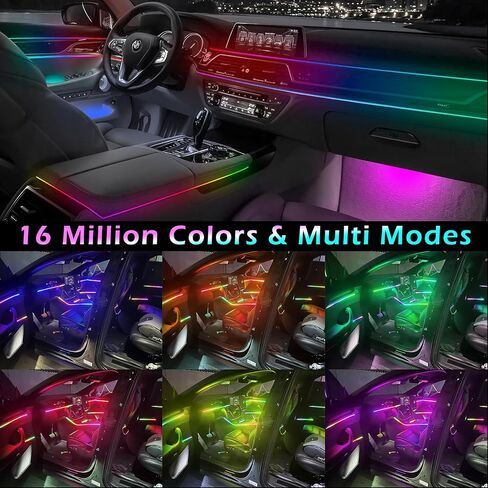 مصابيح السيارة الداخلية من الأكريليك من AUTOXBERT Dreamcolor، مجموعة الإضاءة المحيطة بالسيارة 18 في 1، 16 مليون لون من مصابيح LED الداخلية للسيارة مع التحكم في التطبيق ووظيفة الصوت النشطة in Saudi Arabia