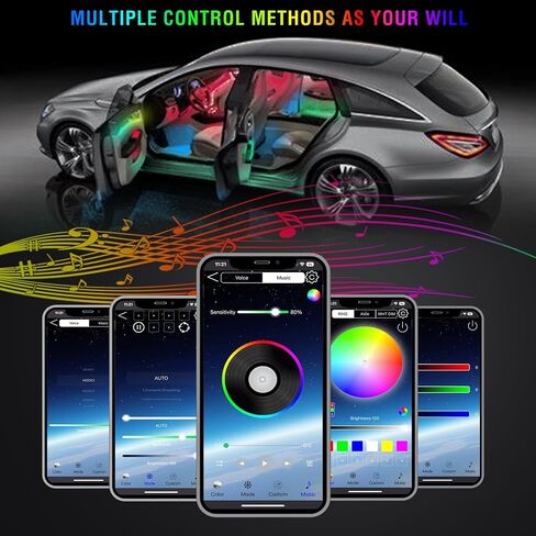 مصابيح السيارة الداخلية من الأكريليك من AUTOXBERT Dreamcolor، مجموعة الإضاءة المحيطة بالسيارة 18 في 1، 16 مليون لون من مصابيح LED الداخلية للسيارة مع التحكم في التطبيق ووظيفة الصوت النشطة in Saudi Arabia