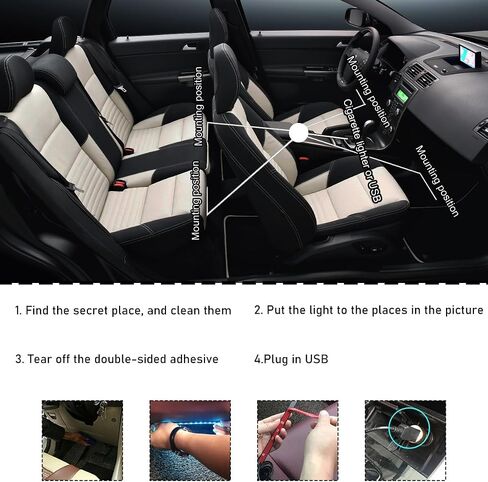 Car Led Interior Lights, RGB 72 LED Multi Color Auto Strip Light with Remote Control, Music Sync Color Change Light Under Dash Smart Lighting Kit, Interior Car Accessories (USB) in Saudi Arabia