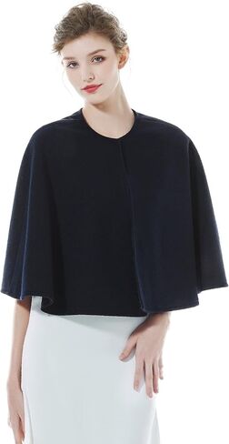 BEAUTELICATE Women Wool Blend Cape Cover Up Jacket Coat Spring Autumn Wedding Bridal Shawl in Kuwait