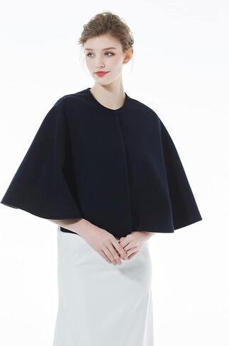 BEAUTELICATE Women Wool Blend Cape Cover Up Jacket Coat Spring Autumn Wedding Bridal Shawl in Kuwait