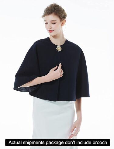 BEAUTELICATE Women Wool Blend Cape Cover Up Jacket Coat Spring Autumn Wedding Bridal Shawl in Kuwait