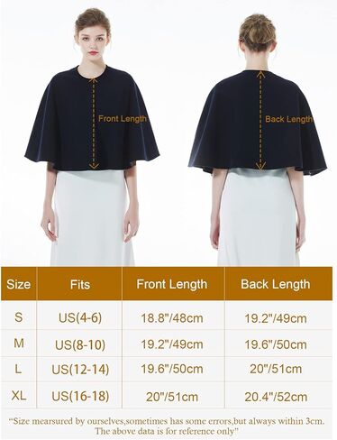 BEAUTELICATE Women Wool Blend Cape Cover Up Jacket Coat Spring Autumn Wedding Bridal Shawl in Kuwait