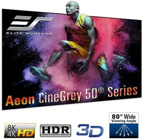 Elite Screens Aeon CineGrey 5D 165 inch Diag. 16:9, Edge Free Ceiling Light Rejecting and Ambient Light Rejecting (CLR/ALR) Fixed Frame Projection Projector Screen for Movie Home Theater, AR165DHD5 in Saudi Arabia