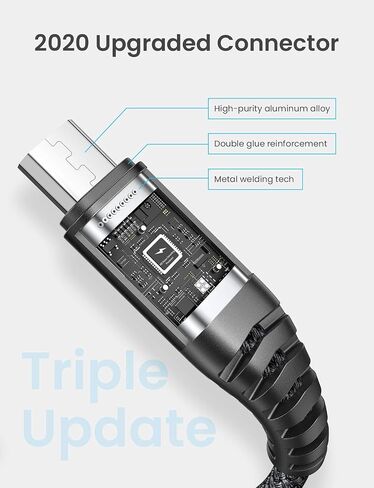 AINOPE Android Micro USB Cable Charger 2 Pack 3.3FT لكابل شحن Samsung Galaxy S7، سلك شاحن الهاتف متوافق مع Samsung Galaxy S6، J7 Edge Kindle Note 5 مادة النايلون المتينة in Kuwait