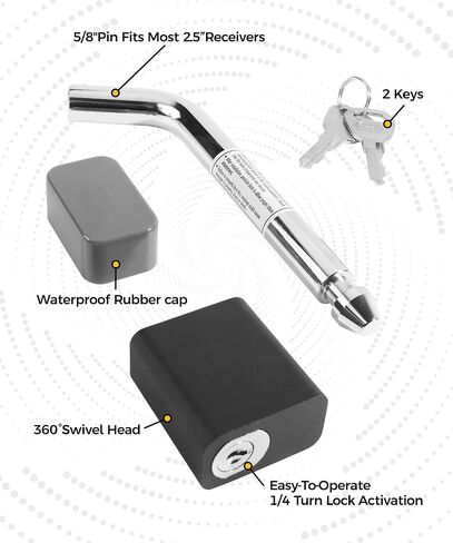 Trailer Hitch Locks,Car Accessories Hitch Pin Lock,Locking Hitch Pin,Hitch Locks with Keys,Dia 5/8 Inch Bent Pin for Class III IV 2 2-1/2 Inch Receiver,Suitable for Trailer Truck Boat in Saudi Arabia