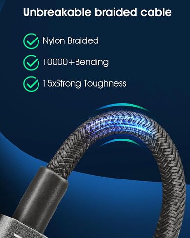 USB C to USB C Cable,100W 5A Super Fast Charging USB C Charger Cable PD 3.0,Type C to Type C Cable for iPhone15/15Pro/15Pro MaxiPad Pro (USB 2.0, Black, 2pack-5+6.6ft) in Saudi Arabia