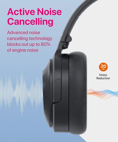 Active Noise Cancelling Headphones,Wireless Bluetooth Headphones Built-in Mic 40 Hours Playtime Wireless Noise Cancelling Headphone 3D Low Bass Tone Fast Charge in Saudi Arabia