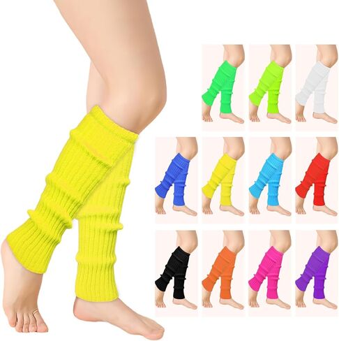 80s 90s Leg Warmers for Women, Neon Ribbed Leg Socks, Stylish Accessories for Inspired Outfits for Yoga,Running,Hiking in Saudi Arabia