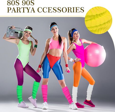 80s 90s Leg Warmers for Women, Neon Ribbed Leg Socks, Stylish Accessories for Inspired Outfits for Yoga,Running,Hiking in Saudi Arabia