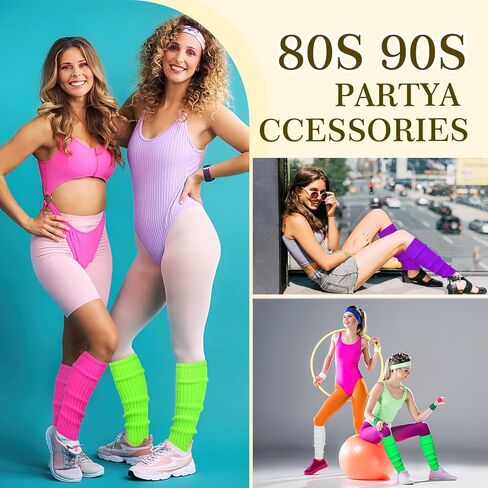 80s 90s Leg Warmers for Women, Neon Ribbed Leg Socks, Stylish Accessories for Inspired Outfits for Yoga,Running,Hiking in Saudi Arabia