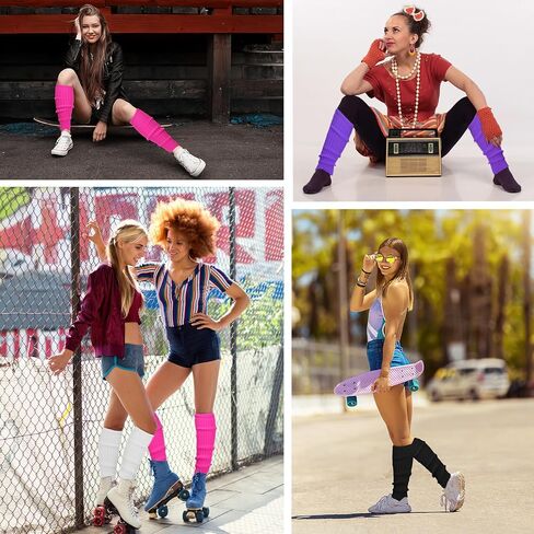 80s 90s Leg Warmers for Women, Neon Ribbed Leg Socks, Stylish Accessories for Inspired Outfits for Yoga,Running,Hiking in Saudi Arabia