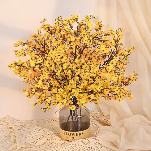 Yastouay Fake Fall Flowers Real Touch Silk Flowers, 5Pcs Fall Orange Faux Artificial Flowers for Decorations, Babys Breath Artificial Flowers Bulk for Thanksgiving Fall Decor Floral Arrangement in Saudi Arabia