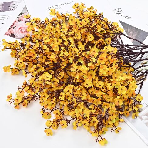Yastouay Fake Fall Flowers Real Touch Silk Flowers, 5Pcs Fall Orange Faux Artificial Flowers for Decorations, Babys Breath Artificial Flowers Bulk for Thanksgiving Fall Decor Floral Arrangement in Saudi Arabia