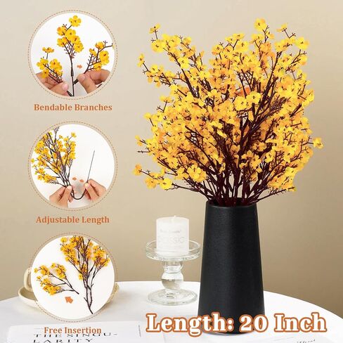 Yastouay Fake Fall Flowers Real Touch Silk Flowers, 5Pcs Fall Orange Faux Artificial Flowers for Decorations, Babys Breath Artificial Flowers Bulk for Thanksgiving Fall Decor Floral Arrangement in Saudi Arabia
