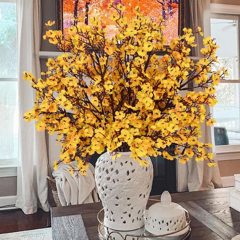 Yastouay Fake Fall Flowers Real Touch Silk Flowers, 5Pcs Fall Orange Faux Artificial Flowers for Decorations, Babys Breath Artificial Flowers Bulk for Thanksgiving Fall Decor Floral Arrangement in Saudi Arabia