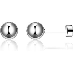 Stainless Steel Classical Plai Bead Ball Style Stud Earrings
