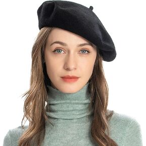 ZLYC Mommy and Me Matching Beret Hats Wool French Beret Cap, Black