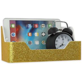 Bedside Shelf Caddy Teen Kids Dedroom Wall Mount Decoration DIY Adhesive Foam Tape Phone Remotes Controls Water Bottle Holder Organizer Removable Damage Free Hanging Strips (Silver)
